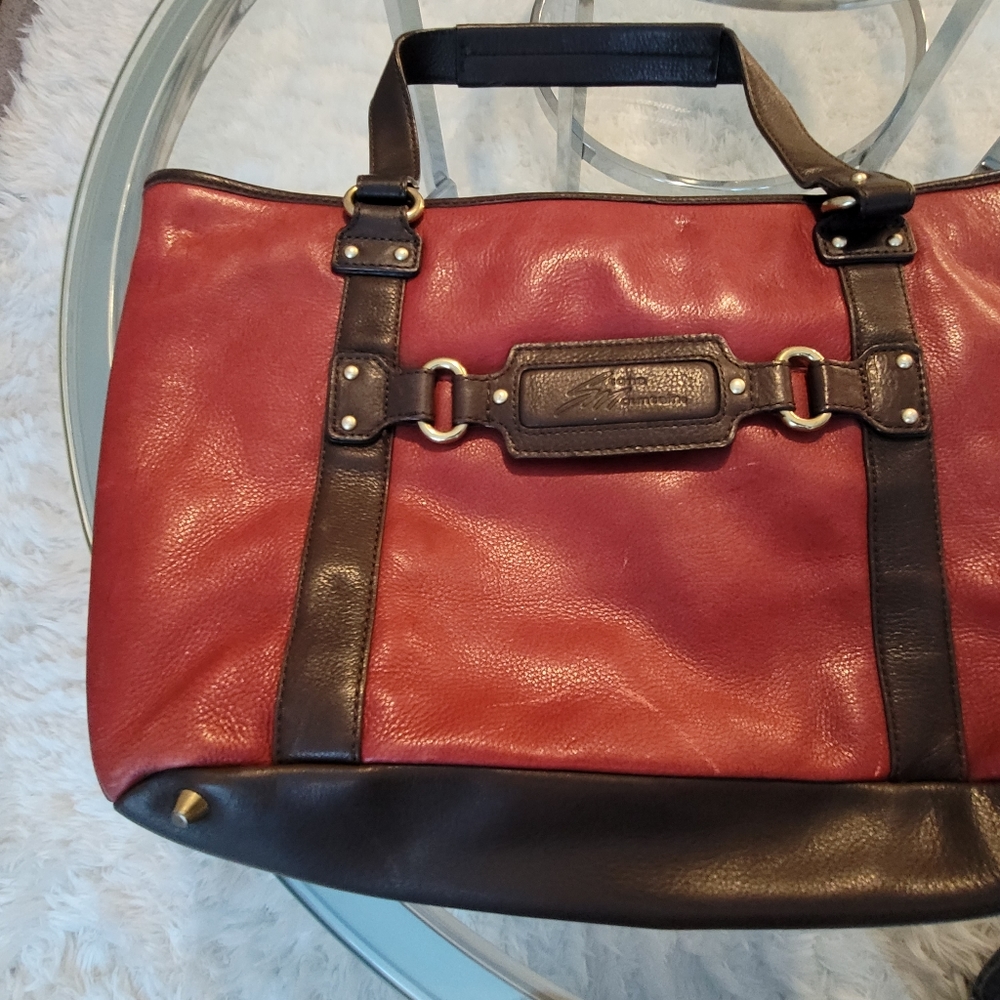 Stone Mountain Leather Red w/Brown Trim Purse